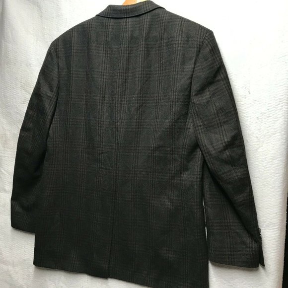 Bill Blass Mens Green herringbone tweed Wool Sport Coat Blazer Jacket 42 - Picture 9 of 12